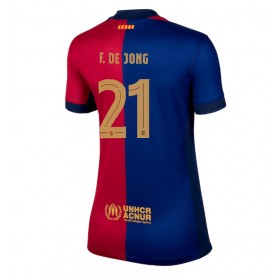 Dámské fotbalový oblečení Barcelona Frenkie de Jong #21 Domácí košile 2024-25 Krátkým Rukávem